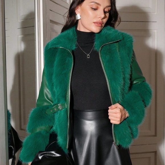 . Jackets & Blazers - Green Preppy Women's Collar Coat